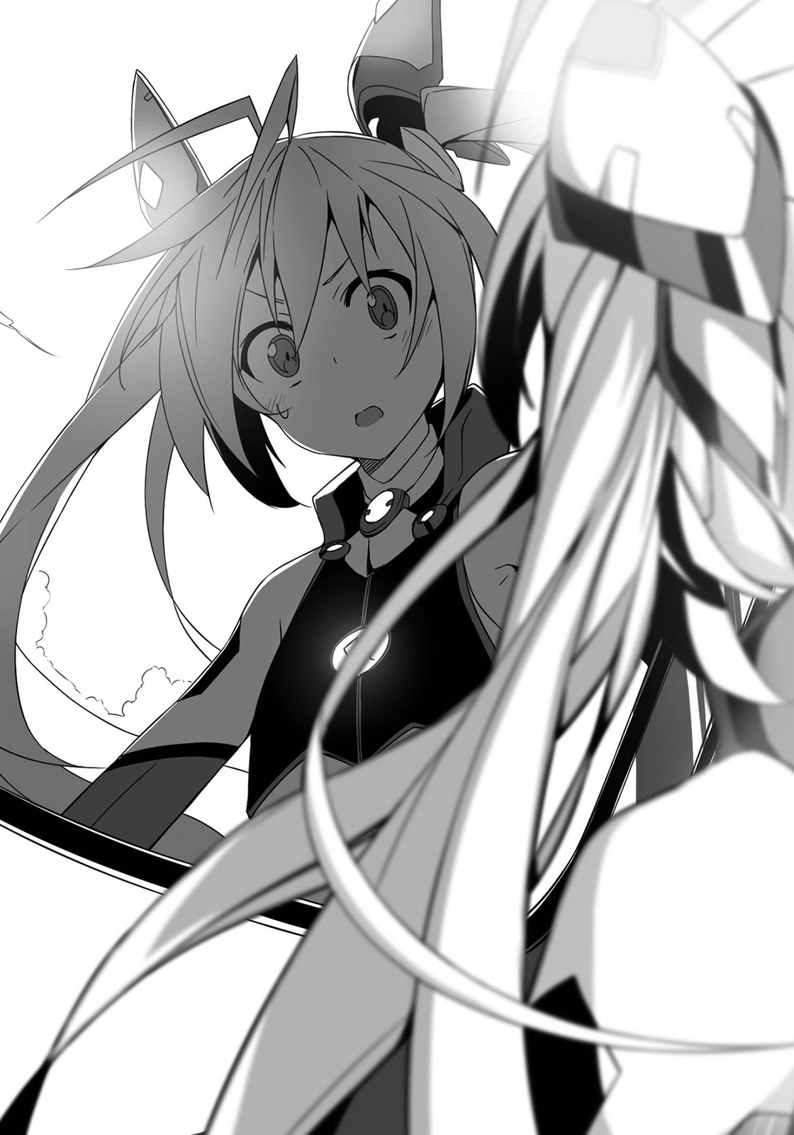 Souji Mitsuka catches a glimpse of himself as Tailred for the first time, in the rear-view mirror of a car.